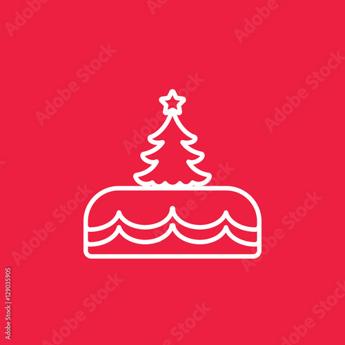 cloud snow snowflackes winter thin line outline white icon on red