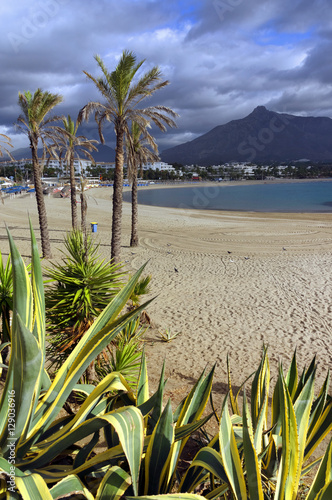 Marbella beach on Costa del Sol, Andalusia, Malaga province, Spain photo