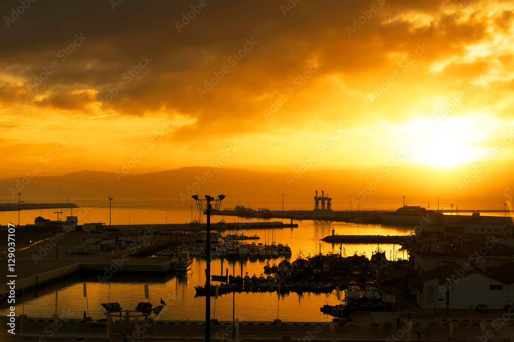 Fototapeta premium Tangier city and port, coastal landscape, Morocco, Africa