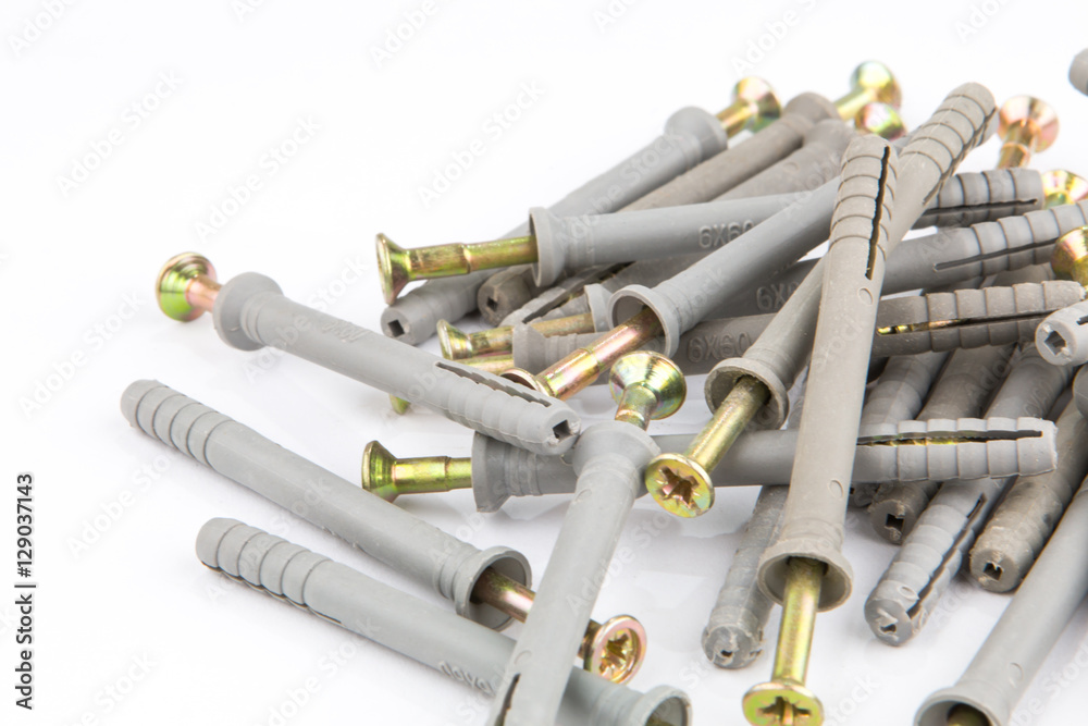 Plastic dowel or wall plugs pin with screws for bricks Plastic dowel or wall plugs pin with screws for bricks