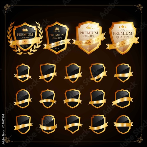 Set of Label with gold elements and blank frame,Vector EPS10.