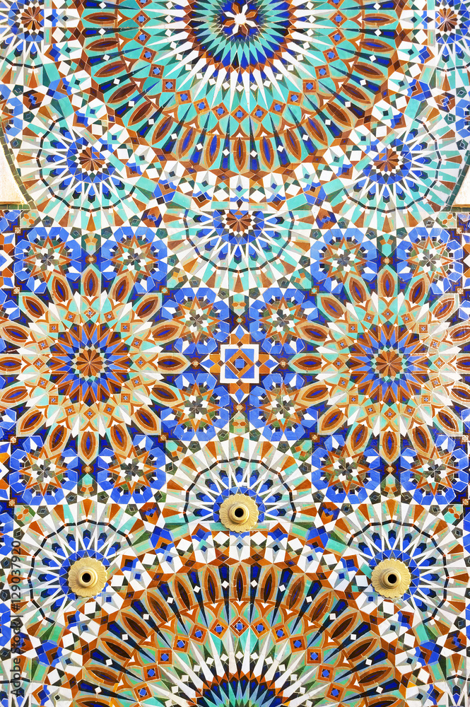 Detail of the decorations of Hassan II mosque in Casablanca, Morocco