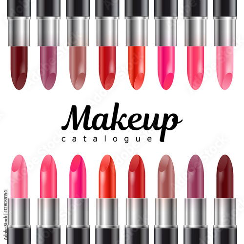 Set of realistic lipsticks in black tube 