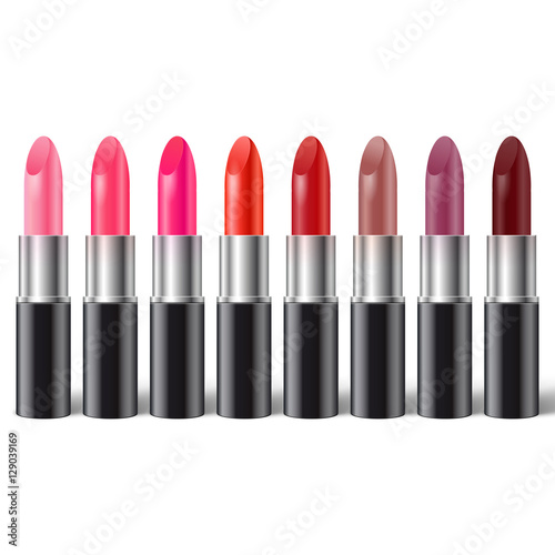 lipstick set on white background