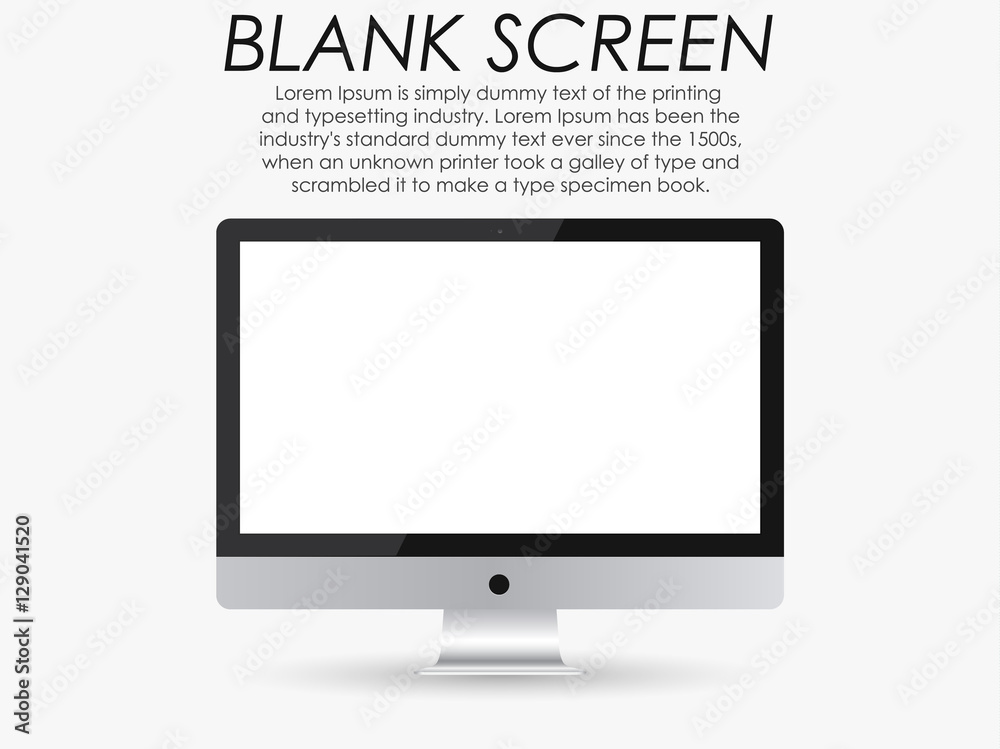 Blank screen. Computer monitor on a white background with shadow Blank screen. Computer monitor on a white background with shadow