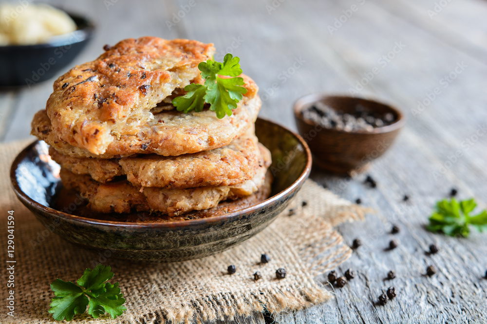 Fritters made of ground pork cracklings and sour cabbage Fritters made of ground pork cracklings and sour cabbage