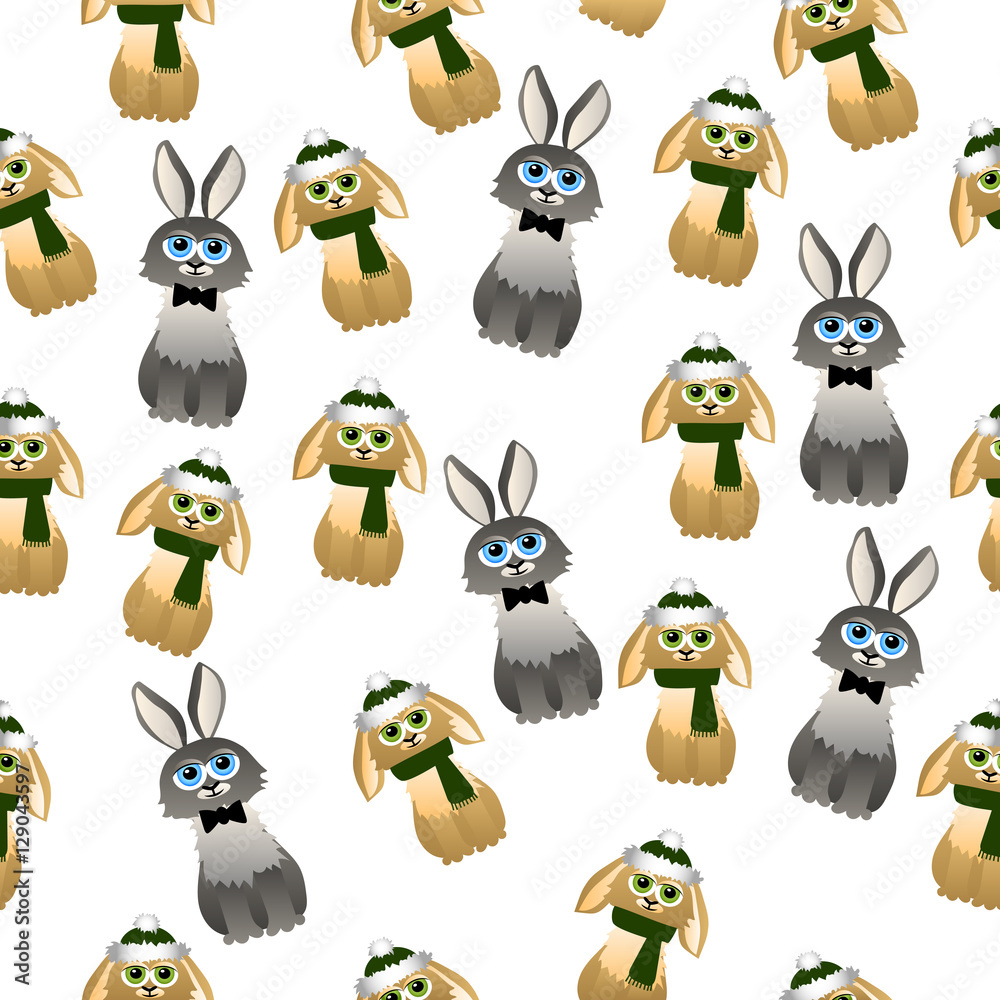 Naklejka premium cute rabbit with scarf