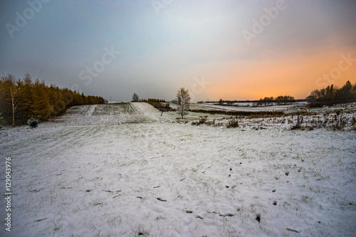 snow on the fields in the night © lakkot