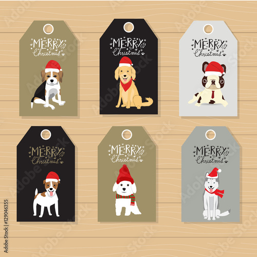Merry christmas gifts tags  hand lettering  set for winter holid