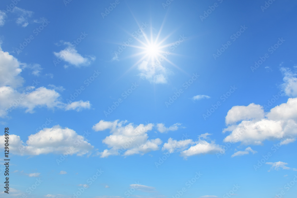 Blue sky and sun reflection
