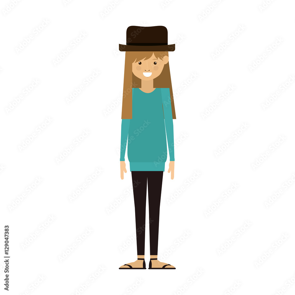 Hipster girl cartoon icon. Female avatar person people and human theme. Isolated design. Vector illustration