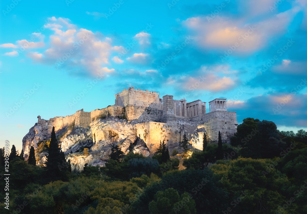 The Acropolis of Athens,Greece, just after the sunset