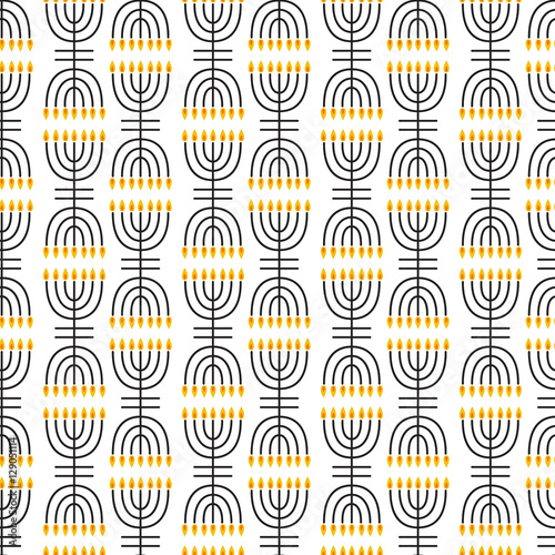 Hanukkah seamless pattern. Hanukkah symbols. Hanukkah candles, menorah. Vector illustration for Jewish holiday Hanukkah.