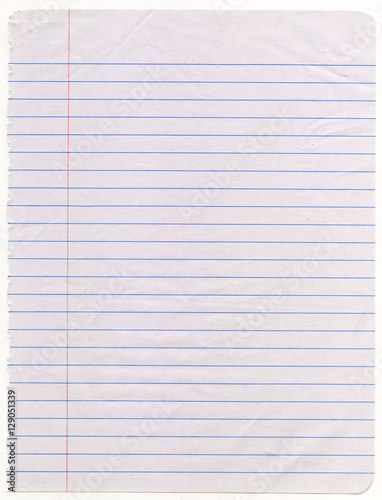 Loose leaf school paper.  photo