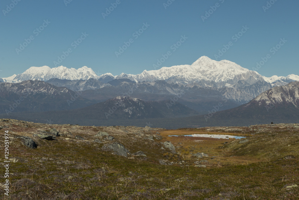 Denali and Mt. Foraker from Kesugi Ridge, Alaska.