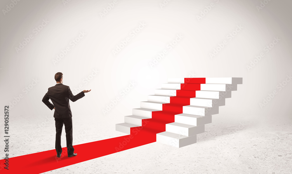 Steps to success concept with businessman