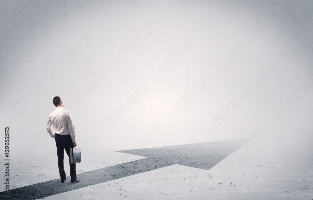 Standing salesman looking ahead with arrow Standing salesman looking ahead with arrow