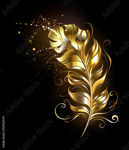 Golden fluffy feather