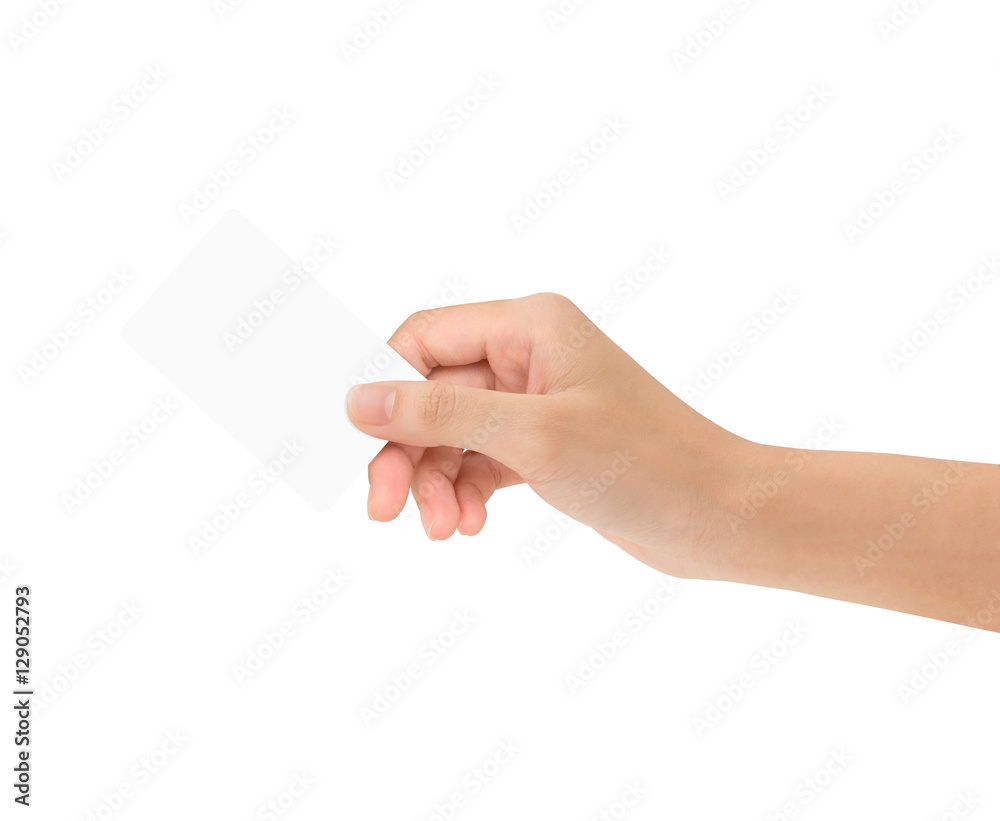 hand holding blank card isolated with clipping path inside hand holding blank card isolated with clipping path inside