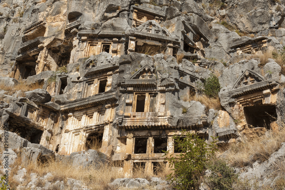 Ancient tombs at Myra, Demre, Turkey.