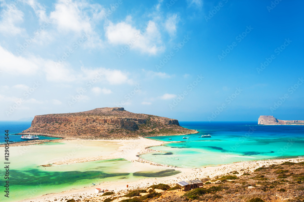Panoramic view of Balos Lagoon in Crete island, Greece