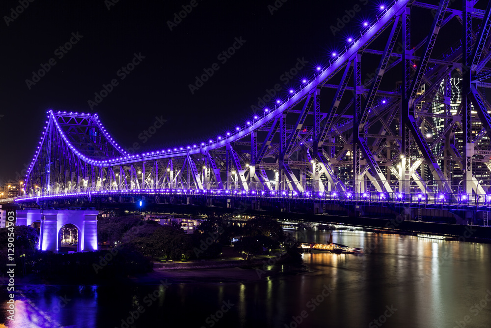 Story Bridge by Night - purple lights
