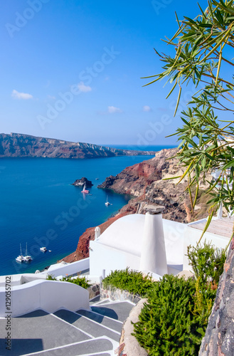 Staircase in Oia village on Santorini island in Greece