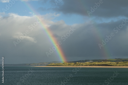 Double rainbow over the sand dunes in Portrush, Northern Ireland