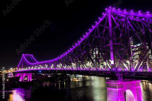 Story Bridge by Night -magenta, closeup photo
