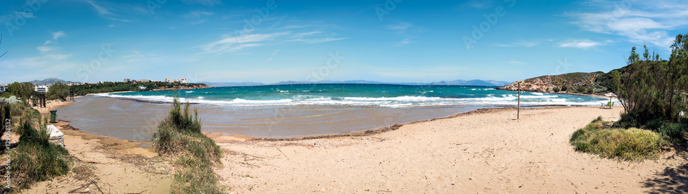 Panorama of beach in Rafina,Greece