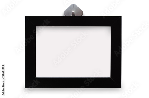 Black photo frame. Isolated with shadow