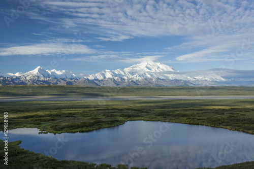 View of the Alaska Range and Mckinly Bar River from a kettle pon