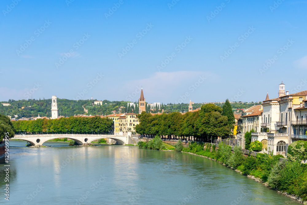 Beautiful street view of  Verona center which is a world heritag