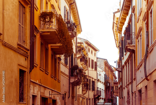 Beautiful street view of  Verona center which is a world heritag photo