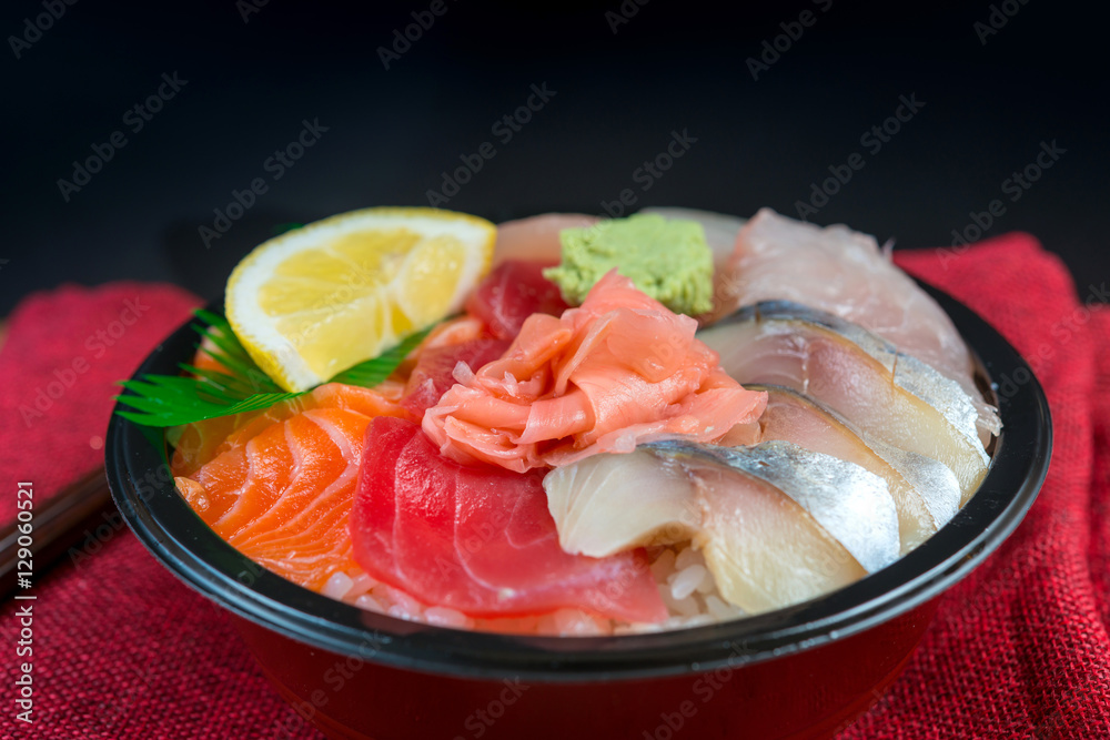 japanese food Mix Sashimi Chirashi Rice Bowl japanese food Mix Sashimi Chirashi Rice Bowl
