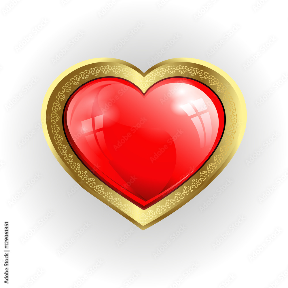 red heart with gold border