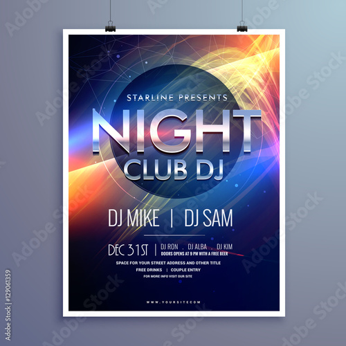stylish night club music party flyer template design