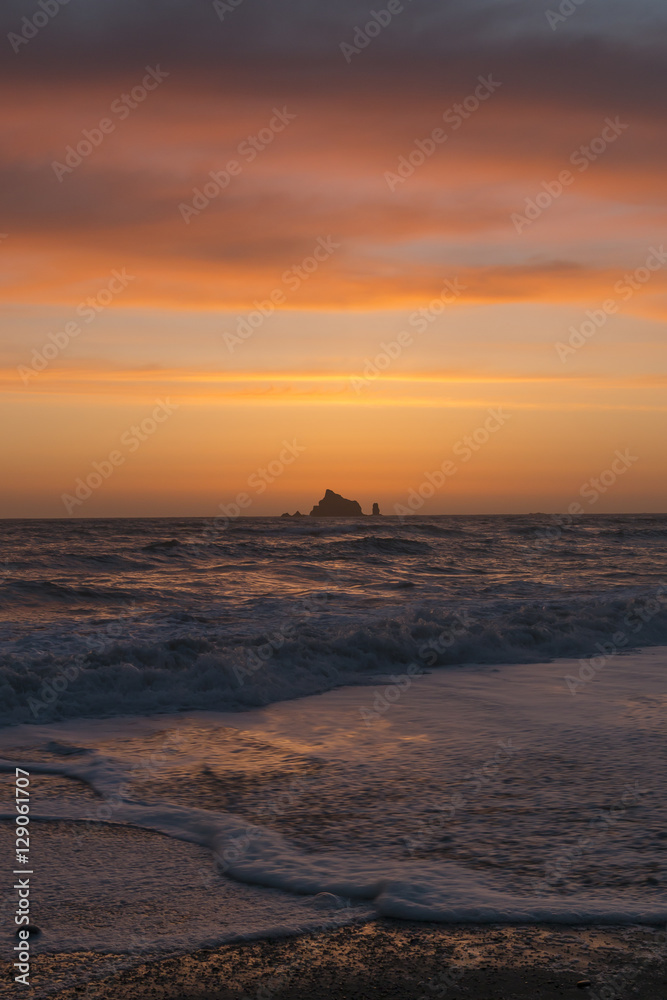 Sunset from Rialto Beach in Olympic National Park, Washington.