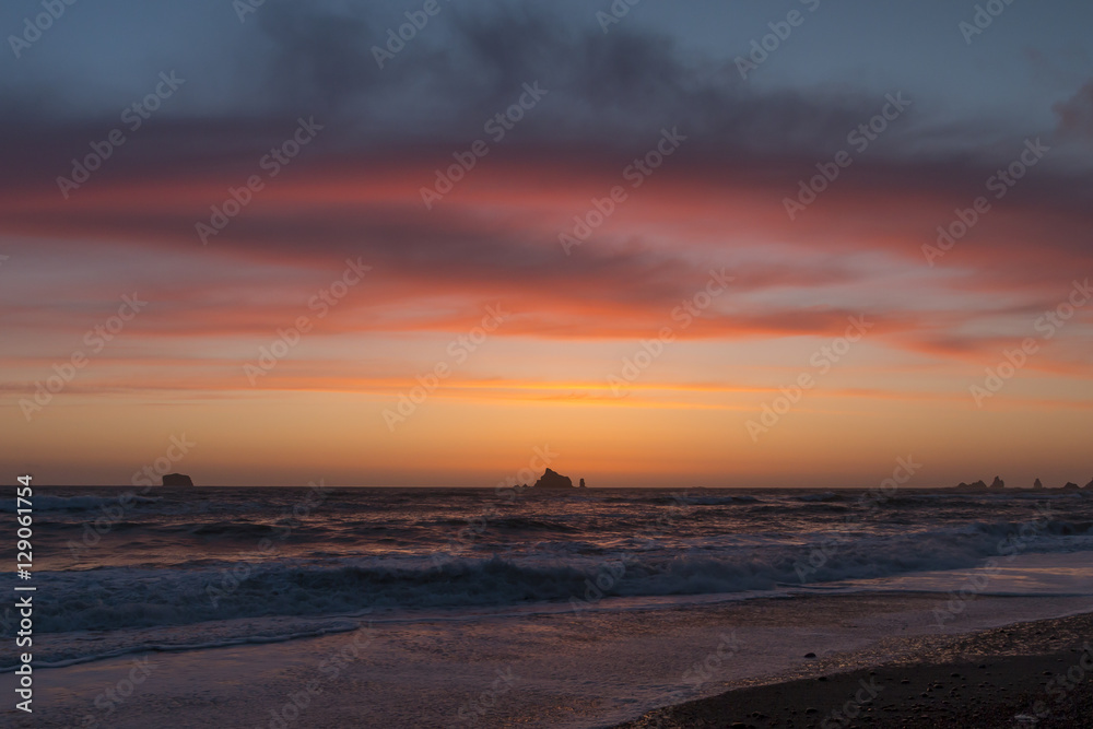Sunset from Rialto Beach in Olympic National Park, Washington. Sunset from Rialto Beach in Olympic National Park, Washington.