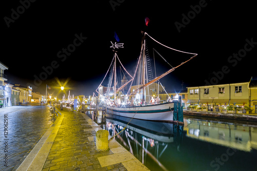 Fotografie Christmas decorations, lights and Marine Crib
