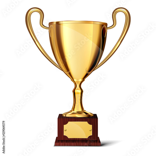 gold cup isolated on white background.