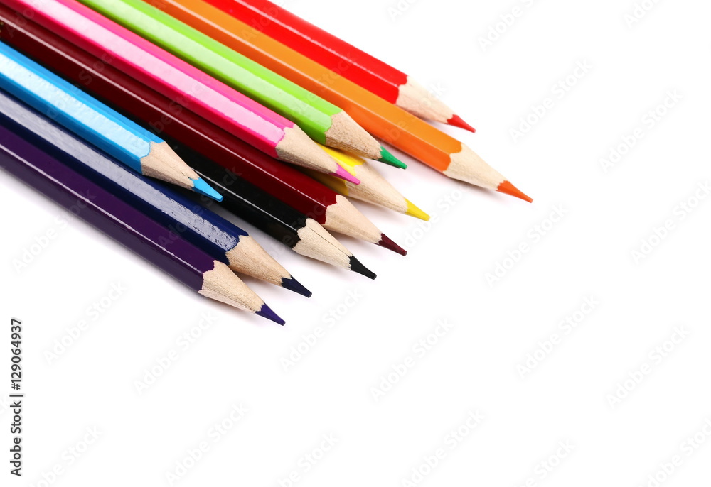new color pencils isolated on white 