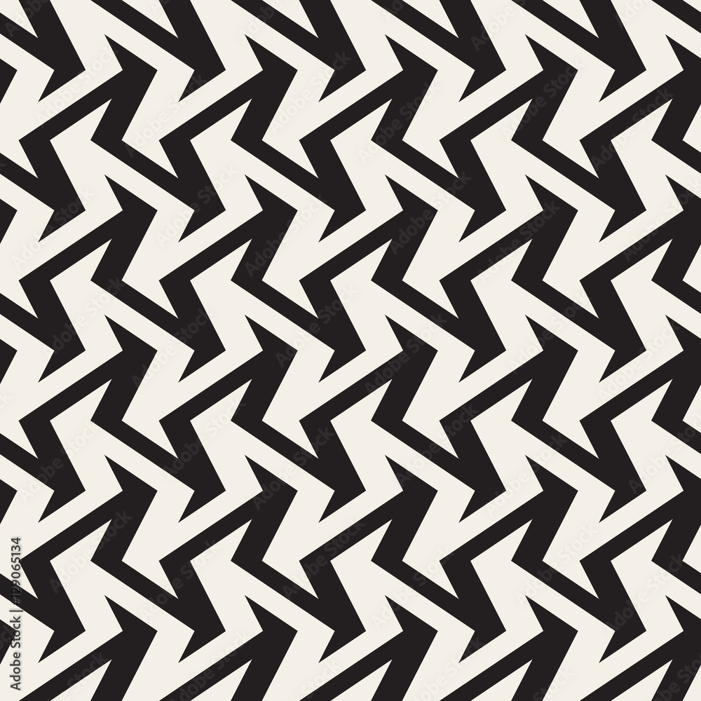 ZigZag Edgy Stripes Optical Illusion Effect. Vector Seamless Black and White Pattern. ZigZag Edgy Stripes Optical Illusion Effect. Vector Seamless Black and White Pattern.