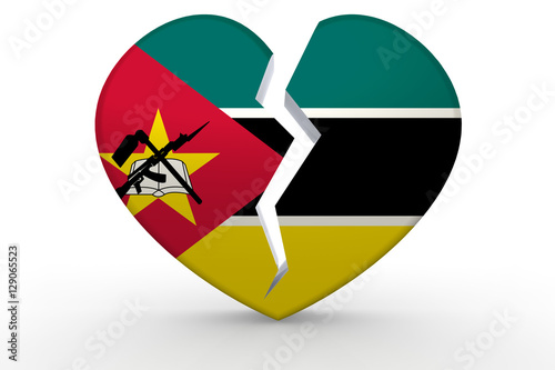 Free Download Broken white heart shape with Mozambique flag - GFXLoad
