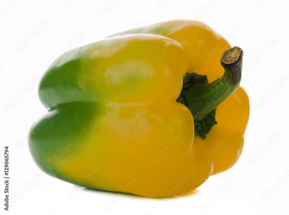 One yellow paprika isolated on white background One yellow paprika isolated on white background