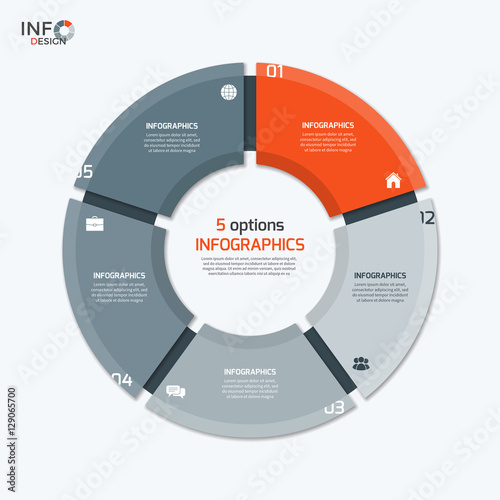 Vector circle chart infographic template with 5 options