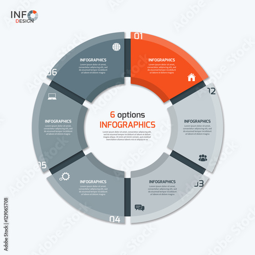 Vector circle chart infographic template with 6 options