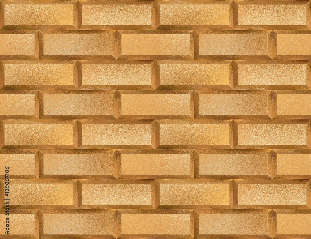 Obraz premium Gold brick wall, abstract metallic background. Seamless pattern.
