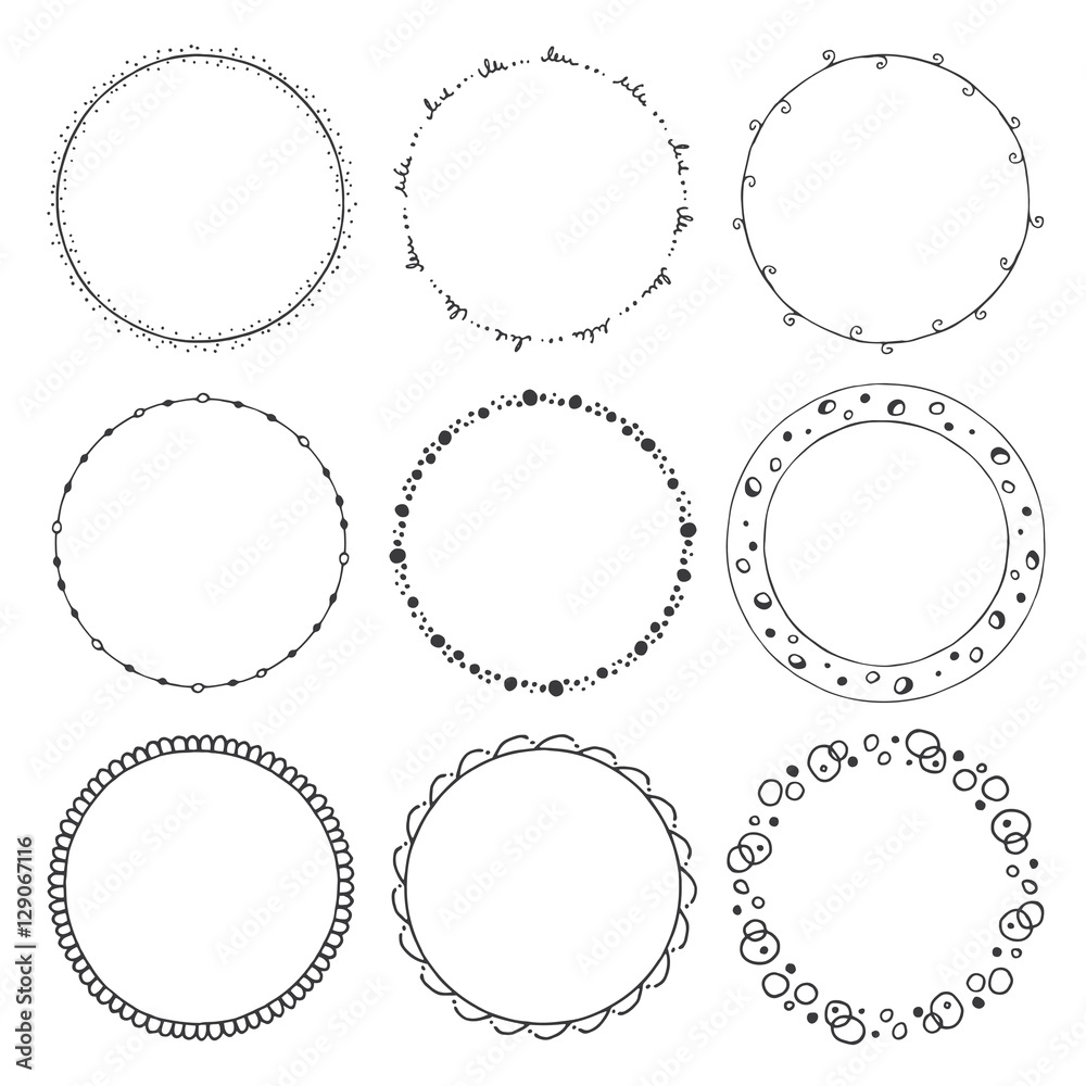 hand drawn round frames, circle ornaments hand drawn round frames, circle ornaments