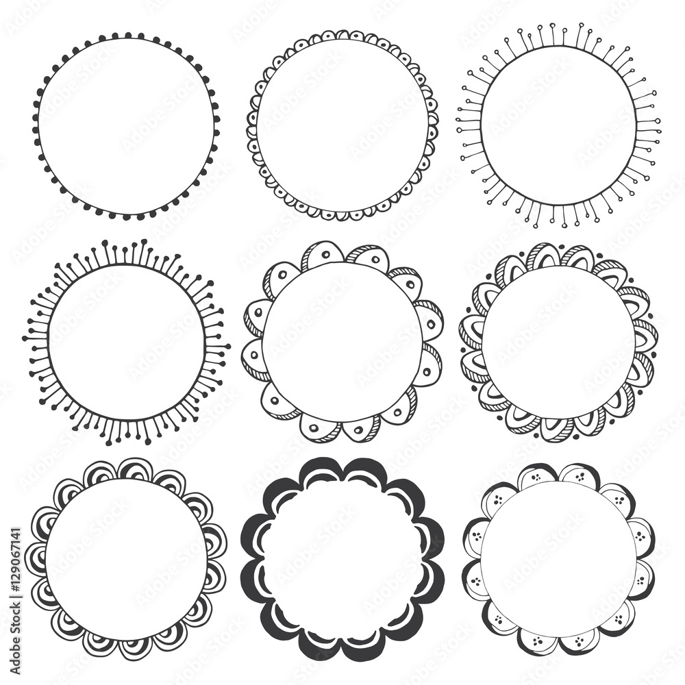 hand drawn round frames, circle ornaments hand drawn round frames, circle ornaments